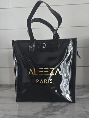 New Aleeza Paris Black Patent Tote Bag So Chic